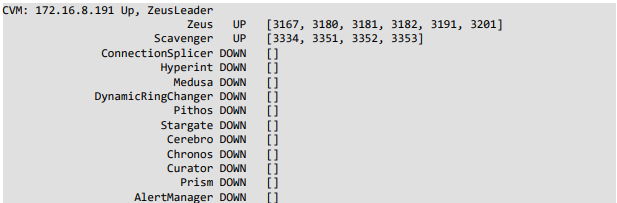 Cluster stop output